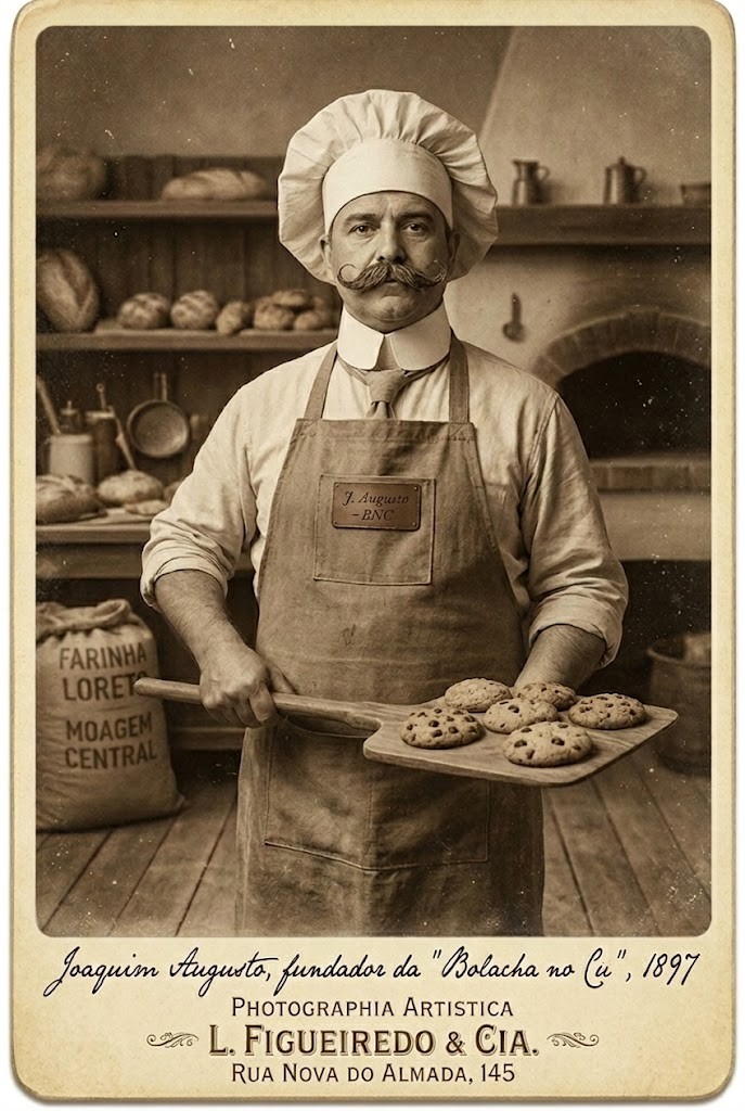 Joaquim Augusto, fundador da Bolacha no Cu — fotografia de L. Figueiredo & Cia., Lisboa, 1897